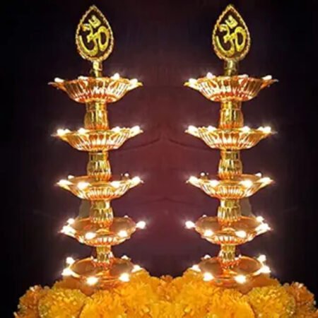KIN 5 layer led lamp light Plastic Diya Set (Height: 15 inch)