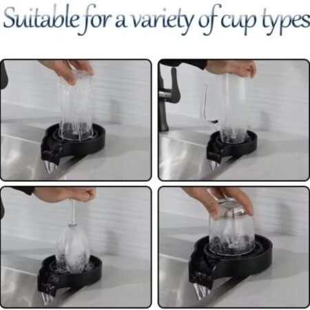 KIN Automatic Glass, Bottle & Cup Cleaner for  Kitchen & Sink with Fittings. (Black)