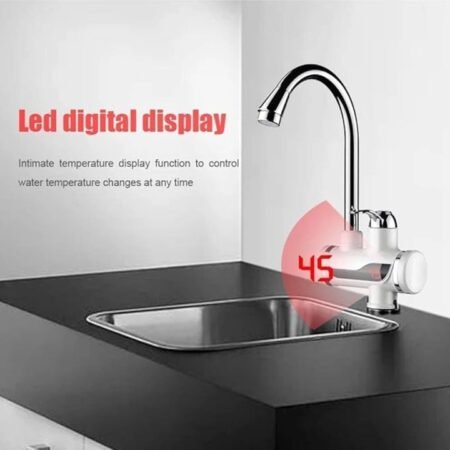 Kin Instant Digital Display Portable Water Geyser Tap for Kitchen & Bathroom (WHITE & BLACK).