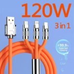 3 In 1 Fast Charging Data Cable,120W Portable Charger