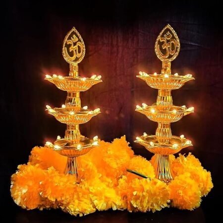 KIN 3 layer led lamp light Plastic Diya Set (Height: 10 inch).