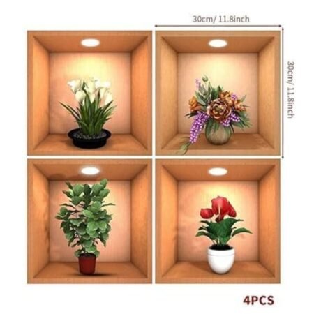 KIN 3D SELF ADHESIVE FLOWER WALLPAPER POT STICKER FOR ROOMS.(12x12)