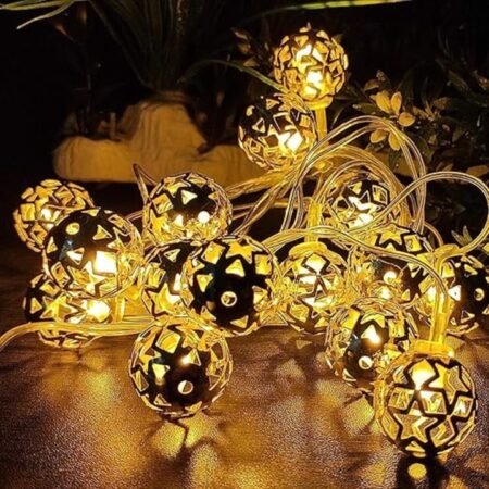 Kin 10 Yellow LEDs 4m Gold Steady Metal Peanut Lights for Decoration (Pack of 1).