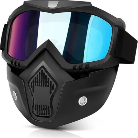 Kin Motorcycle Face Mask Shield Goggles with Air Filter System for Off Road Motocross. (Pack Of 1)