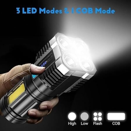 Kin L19 torch 3W USB Rechargeable Waterproof Flashlight with Extra Features. (Black)
