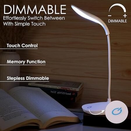 KIN Rechargeable led Desk Touch Control On & Off Study Table Lamp with 360 Degree Rotation.