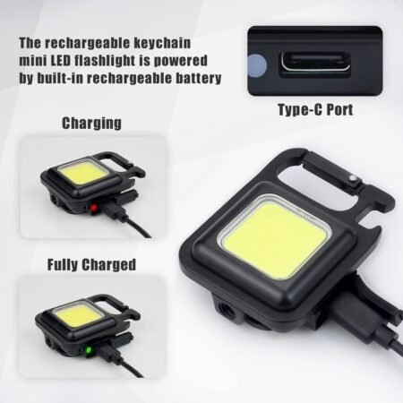 KIN Small Led Bright Rechargeable Flashlights with Keychain Clamp.