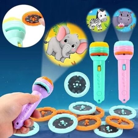 KIN 3 Slides 32 Patterns Mini Projector Torch Slide Flashlight Light Toys for Kids.