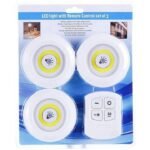 Kin 3 Round Shape LED Cabinet Wireless Lights with Remote Control & Battery Powered Touch Button..