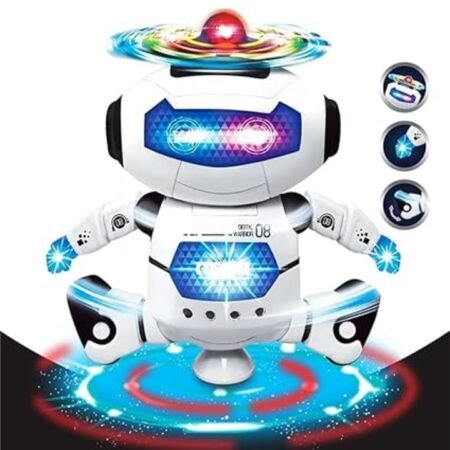 Kin 360-Degree Rotating Robot Space Dancer Humanoid Robot Toy With Music Light.