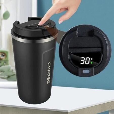 Kin Travel Coffee Vacuum Insulated Thermo Cup Mug with Temperature Sensor Lid (450 ml).